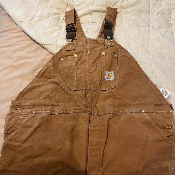 Men’s Carhartt brown duck bib overalls, 46X 30 NEW - Picture 1 of 6